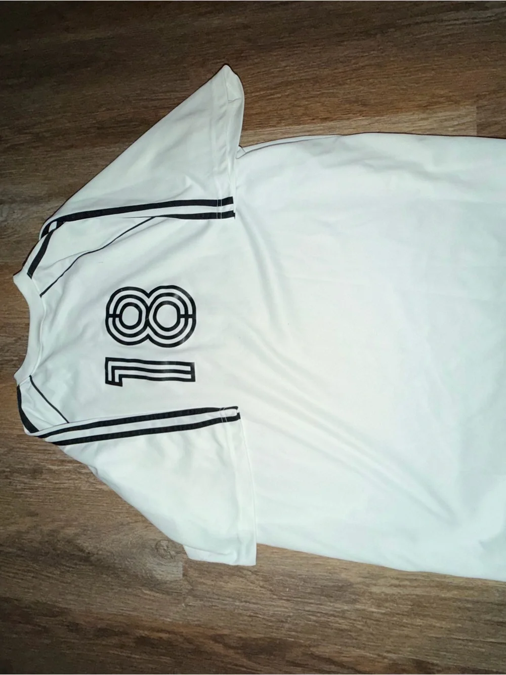 adidas White Short Sleeve Jersey with Black Logo and Accents